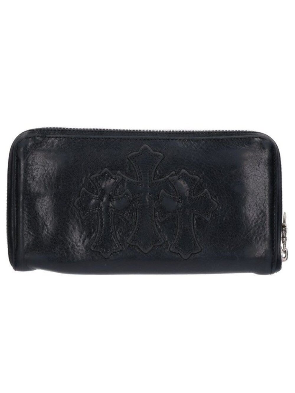 Chrome Hearts Rec Zip Round Zip Leather Wallet